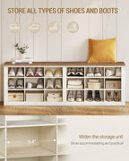 Hzuaneri Shoe Storage Bench, Wooden Entryway Shoe Benches with Cubby | Widened Wooden Farmhouse Shoe Bench with Compartments, Shoe Rack Benches for Cloakroom, Living Room, Antique White SB54514X