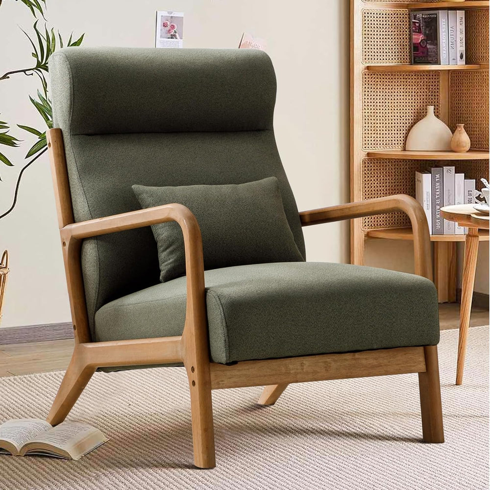 INZOY Mid Century Modern Accent Chair with High Back, Upholstered Living Room...