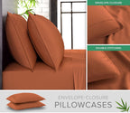 King Pillowcases by Pure Bamboo, Genuine 100% Organic Viscose Derived from Bamboo, Luxuriously Soft & Cooling, Double Stitching, Envelope Closure (2 King Pillowcases, Terracotta)