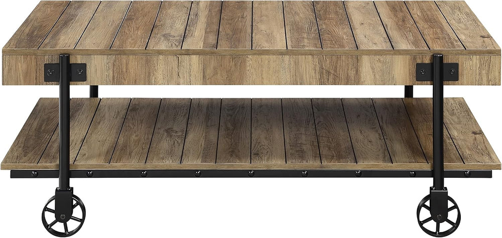 Furniture of America Cleon Industrial Open-Shelf 3-Piece Coffee, End and Sofa...