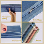 10 Pack Colored Mesh Zipper Pouch Bags, Double-Layer Nylon Building Block Sets Toy Storage & Organization, Breathable See Through A5 Zipper Pouch with Handle for Activity Games