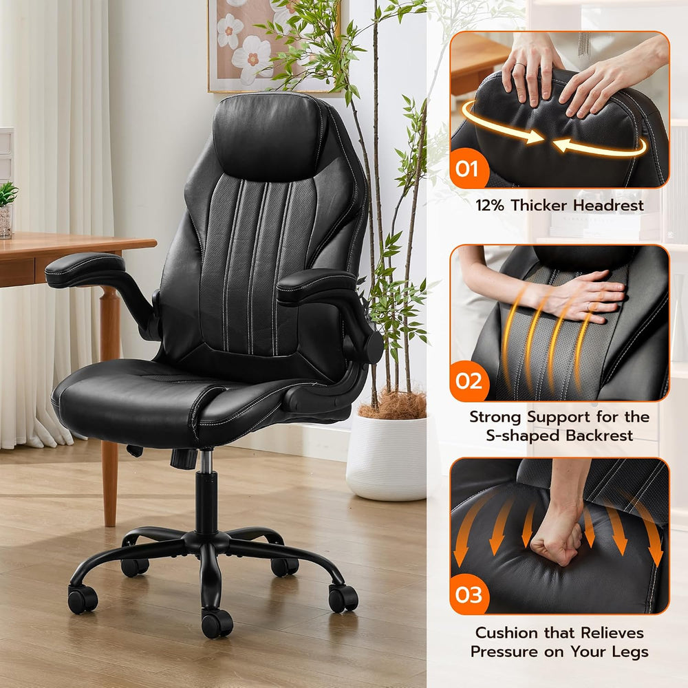 Ylzyxal Office Desk Chair, Ergonomic Computer Chair with Padded Flip-Up Arms ...