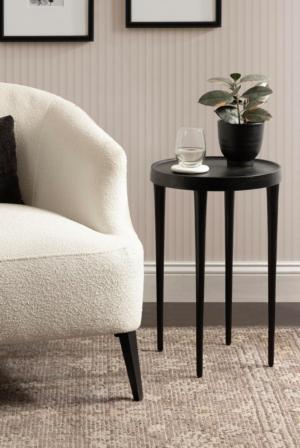 Kate and Laurel Rava Modern Metal Round Side Table, 14 x 14 x 22, Black, Cast...