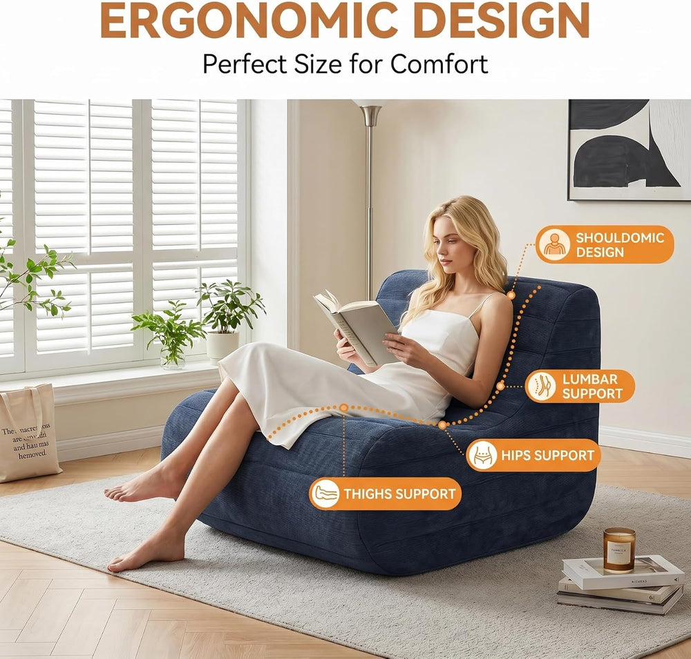 Memory Foam Bean Bag Chair, Gray | Compact Lazy Sofa Sack & Floor Couch, ...