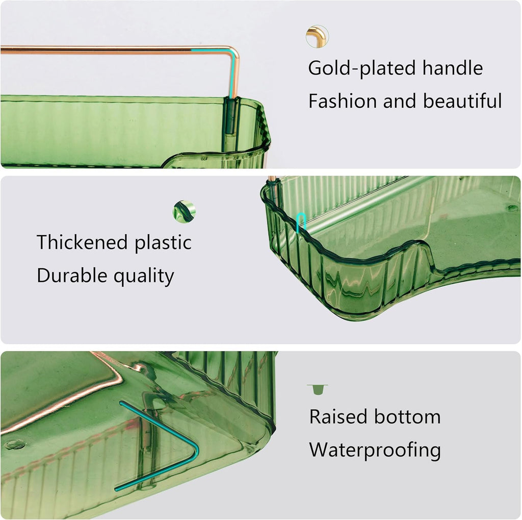 YCIA&DONE Corner Bathroom Counter Organizer, Makeup Organizer for Vanity, Skincare Cosmetic Perfume Tray, Corner Countertop Shelf Rack Storage for Bathroom Kitchen 2 Tiers (Vintage Green)