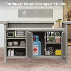 Domi Outdoor Home Bar Unit, All-Weather Wicker & Aluminum Frame Farmhouse Bar Furniture with Storage, Waterproof Rattan Buffet Table with Shelves and Cabinet, Easy-to-Clean for Patio Kitchen