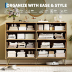 Garvee Fluted Dresser for Bedroom with 8 Drawers,55" Wide Modern Chest of Wooden Bedroom Chest with Metal Handle,Clothes Storage Organizer,Closet Dresser & TV Stand for Living Room,Hallway