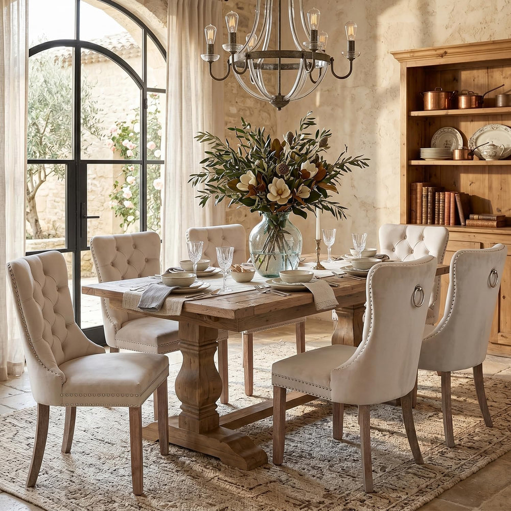 SoarFlash Velvet Dining Chairs Set of 6, Tall Back Side Chair, Modern Upholst...