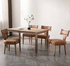 Mid Century Modern Dining Chairs Set of 4, Farmhouse Dining Chairs with Nailhead Trim, Faux Leather Upholstered Dining Room Chairs Kitchen Chairs with Wood Legs, Brown