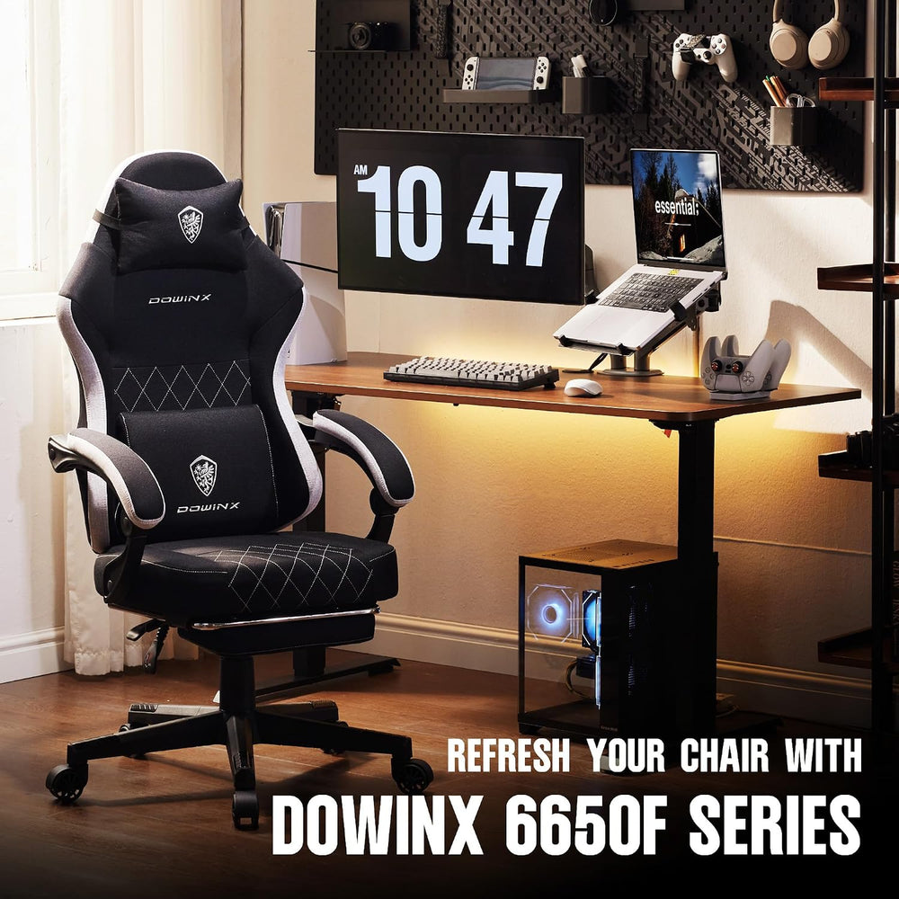 Dowinx Fabric Gaming Chair, Ergonomic Computer Chair with Footrest and Pocket...