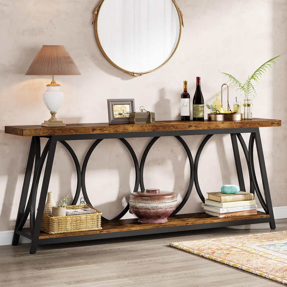 Tribesigns 70.9 inch Extra Long Console Table, Industrial Sofa Table Behind C...