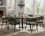 HNY Modern Dining Room Arm Chairs Set of 2, Green Retro Faux Leather Upholstered Barrel Dining Chairs with Arms Mid-Century Accent Chair with Metal Legs, Open-Back Kitchen Side Chairs for Living Room