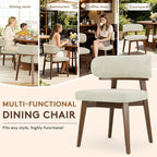 Dining Chairs Set of 2, Modern Upholstered Dining Chairs, Wooden Kitchen Chairs for Dining Room with Ergonomic Curved Backrest