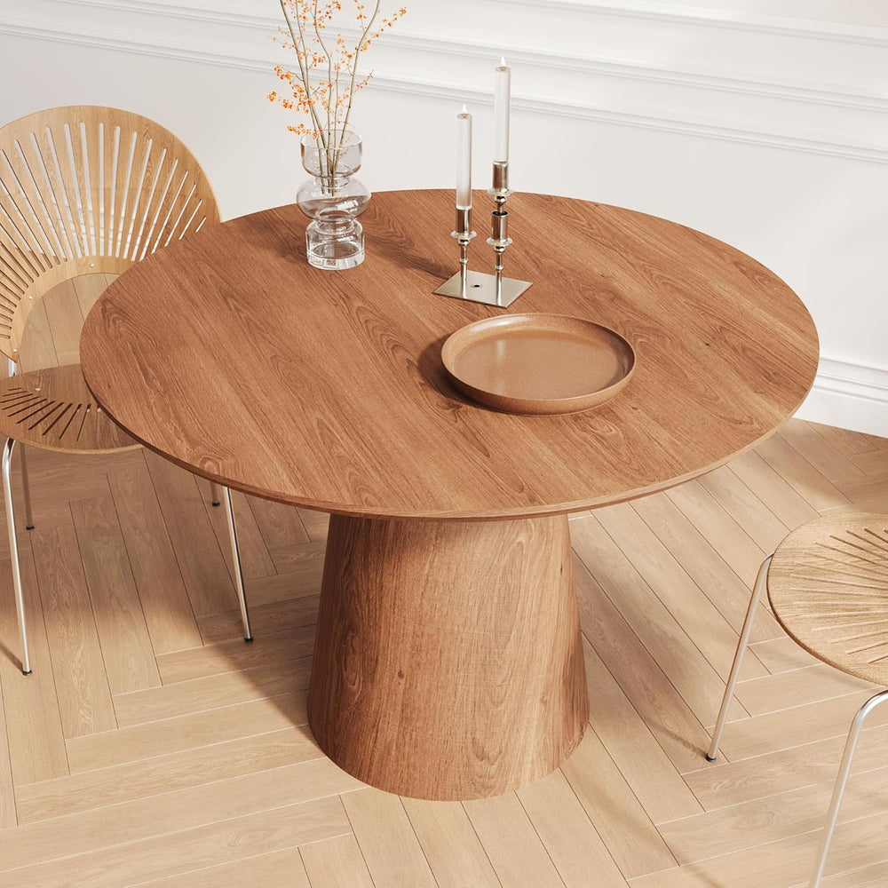 JUSTONE 43.3" Round Dining Table for 4-6,Wood Farmhouse Rustic Kitchen T...