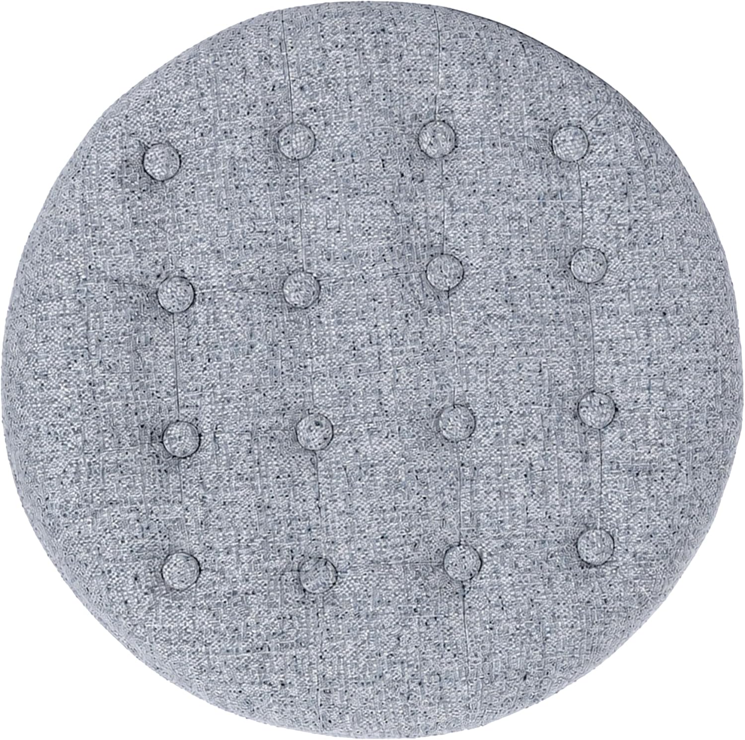 HomePop 19" Button Tufted Round Storage Ottoman - Blue Gray Woven Fabric