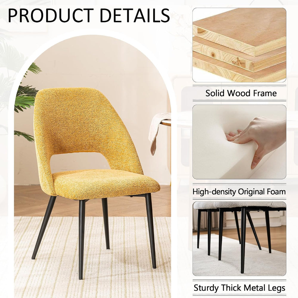 Rowill Boucle Dining Chairs Set of 4, Morden Upholstered Dining Room Kitchen ...