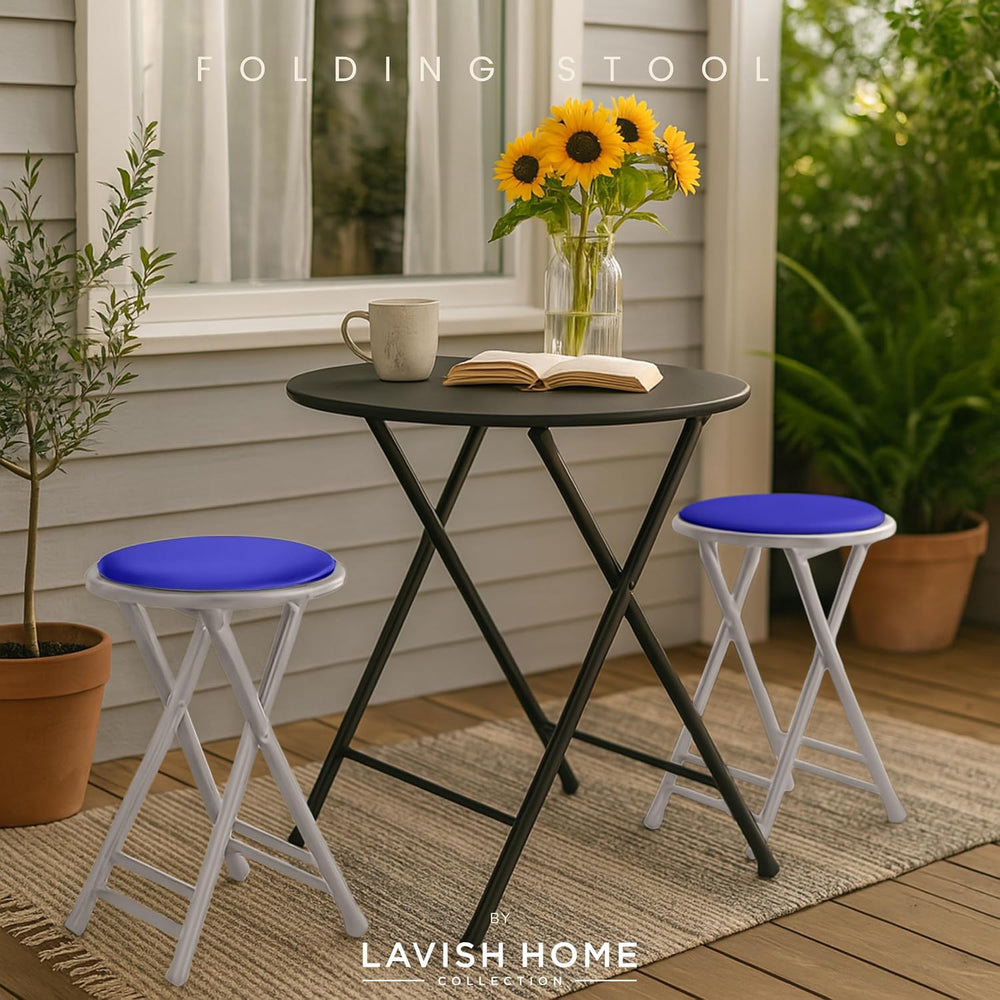 Lavish Home Folding Stool - Set of 2 Counter Height Bar Stools – 24-Inch Back...