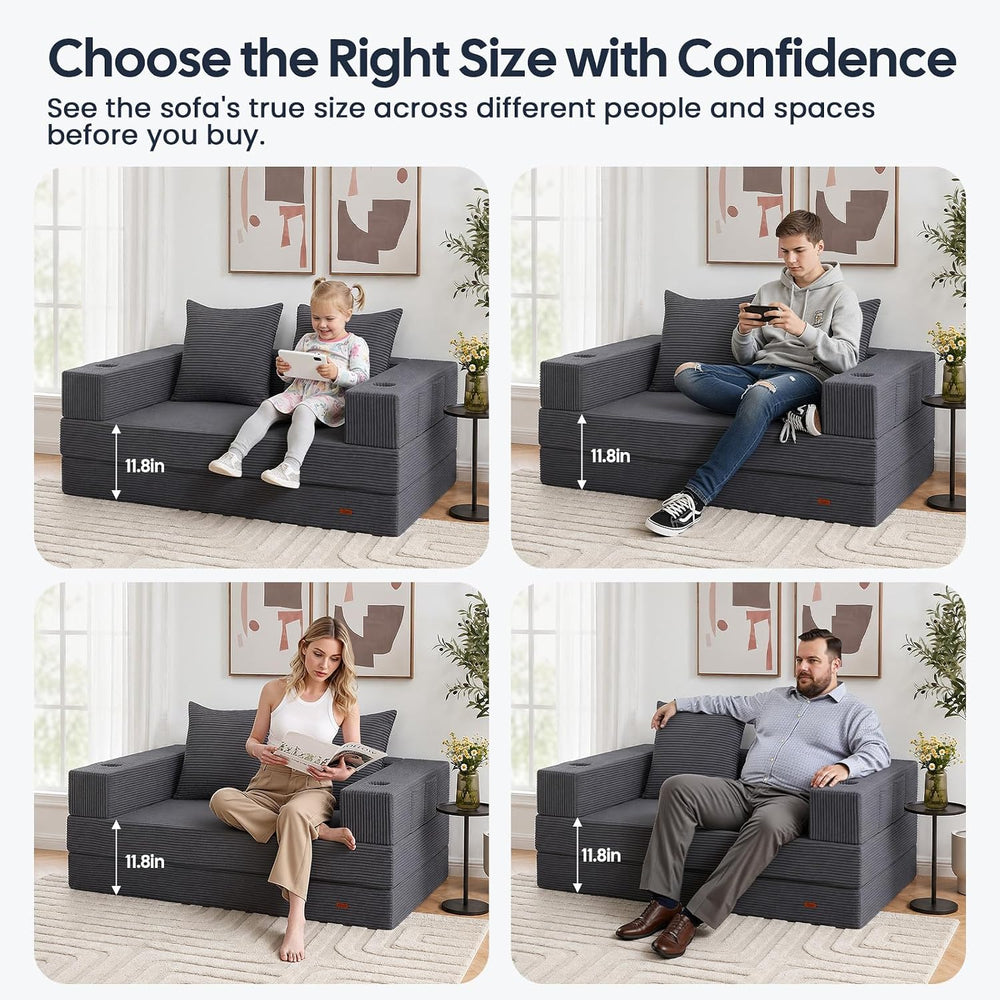 COMAX Futon Sofa Bed, Convertible Sofa Bed, Folding Couches | Low-Profile Sma...