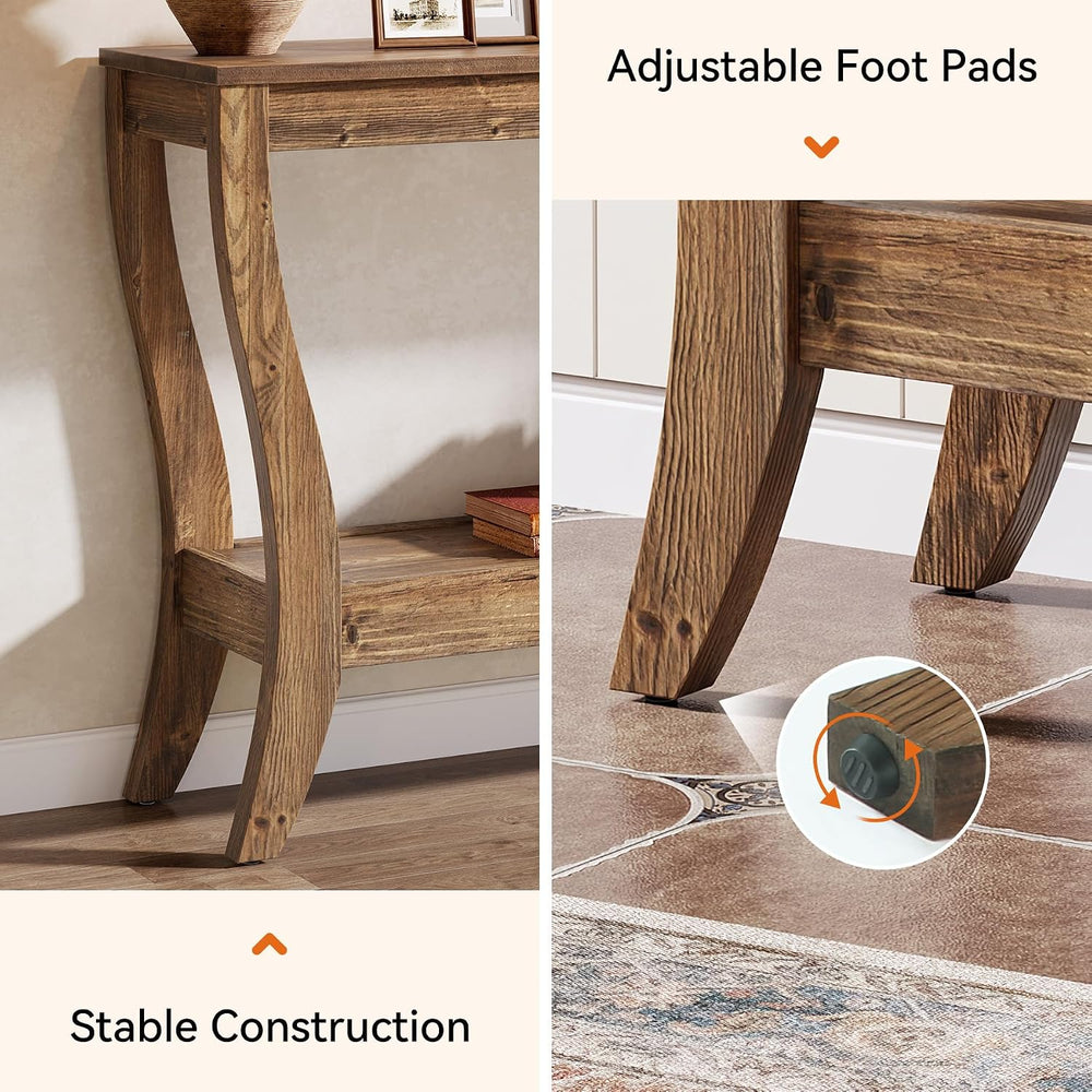 Solid Wood Console Table for Entryway, 41.3-Inch Farmhouse Sofa Table with St...