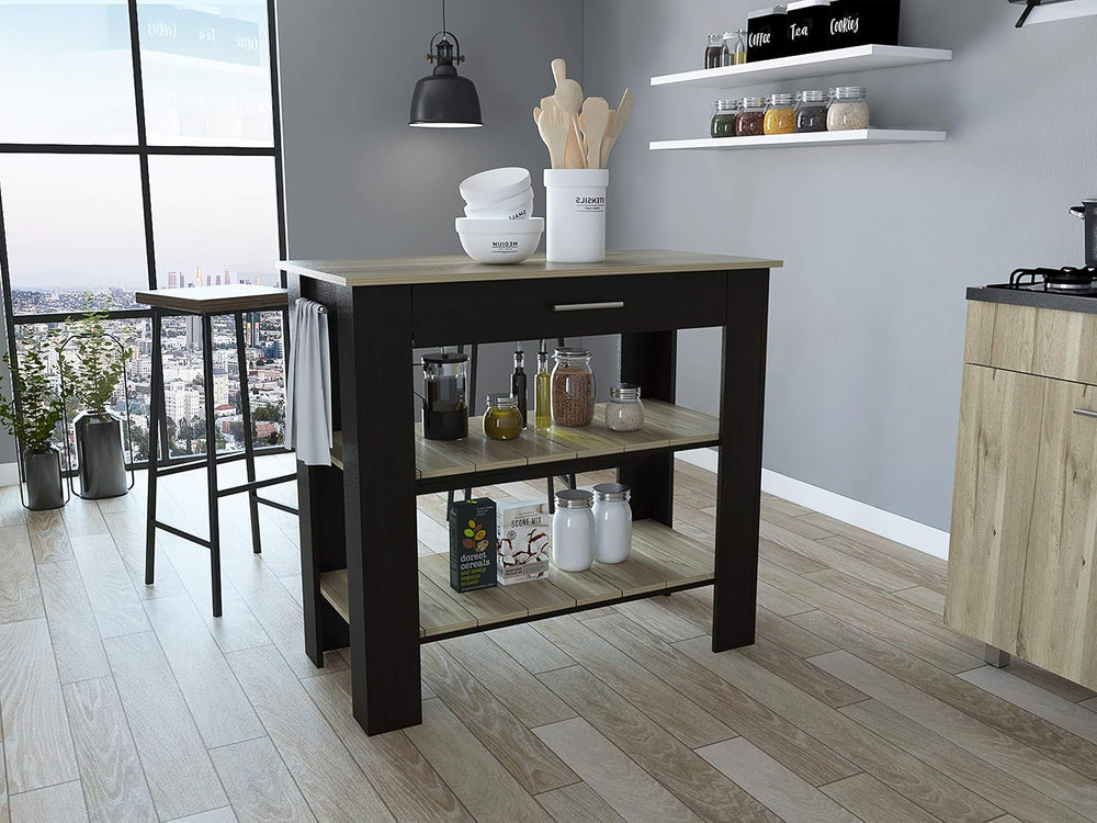 Cala Kitchen Island - Black Light O, 40 Inches