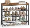 VASAGLE Shoe Rack, Shoe Storage Rack for Closet, Entryway, Living Room, Free Standing Metal Organizer Shelf, 4 Tiers, 11.8 x 29.5 x 27.2 Inches, for 12–16 Pairs, Rustic Brown and Ink Black ULBS049KD01