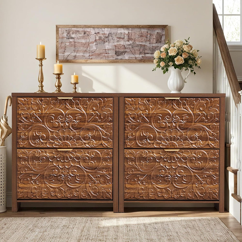 Shoe Cabinet with Flip Drawers, Narrow Shoe Storage Cabinet, 2-Tier Hidden Sh...