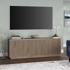 Henn&Hart Fluted TV Stand for TVs up to 75" with 2 Concealed Ribbed Storage Cabinets and Adjustable Shelves for Living Room, Family Room, or Office, Weathered Gray
