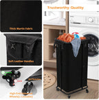 Longzhuo 47.55 Gal(180L) Rolling Laundry Basket With Wheels, Laundry Hamper With Wheels, Metal Wheeled Laundry Basket for Laundry, Hotel, Bedroom & Laundry Room Organization, Black