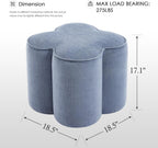 Zesthouse Flower Pouf Ottoman Foot Rest, Linen Fabric Poofy Ottoman Footstool for Couch Sofa, Modern Living Room Stool Seat for Under Entry Table, Cute Square Vanity Stool for Bedroom Dorm, Blue