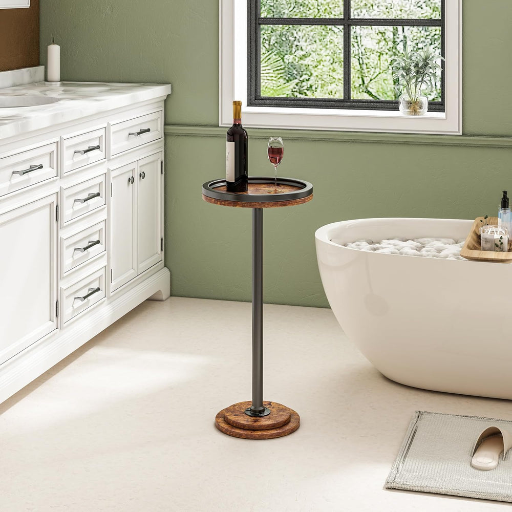 LINGMI Small Side Table, Round Martini Drink Table for Small Spaces, Modern A...
