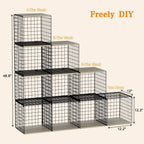 4-Tier Stackable Closet Organizers and Storage Basket, Shelves with Wood Top, Foldable Clothes Storage Bin/Cube Drawer Organizer for Wardrobe, Space-Saving, Closet Organization,Black(Patent Pending) ﻿