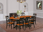 East West Furniture PLQU9-BCH-W 9 Piece Dining Table Set Includes an Oval Dinner Table with Butterfly Leaf and 8 Dining Room Chairs, 42x78 Inch, Black & Cherry