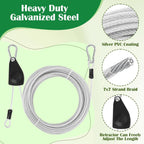 40 FT Clothes Line Outdoors, Anglecai 3/16" Retractable Wire Clothes Ropes PVC Coating Laundry Clothesline with Retractor for Outdoors Camping