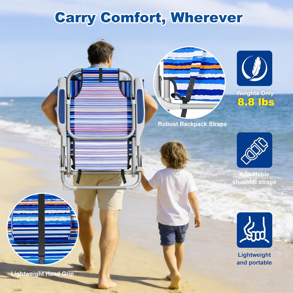 DIAMONDFORGE 2 Pack Lightweight Portable Beach Chair for Adults, 350 LBS Capa...