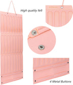 Girly Pink Hair Accessory Organizer - Holder for Girls' Hair Bows, Clips, Ties & Scrunchies - Foldable Wall Mount Storage Caddy