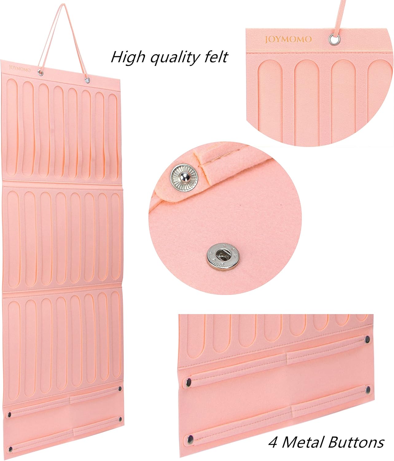 Girly Pink Hair Accessory Organizer - Holder for Girls' Hair Bows, Clips, Ties & Scrunchies - Foldable Wall Mount Storage Caddy