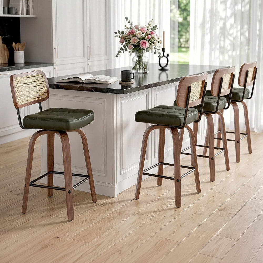 Swivel Counter Height Bar Stools Set of 2, PE Rattan