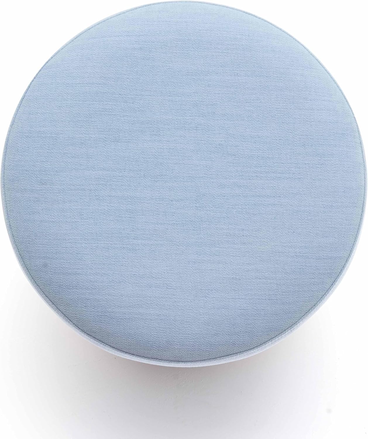 First of a Kind Ottoman Foot Rest - Faded Blue Round Ottoman Stool with Solid Wood Spherical Orbs - 15.7" W x 15.7" D x 18.3" H - Handmade, Easy Clean, 330 lbs Weight Capacity