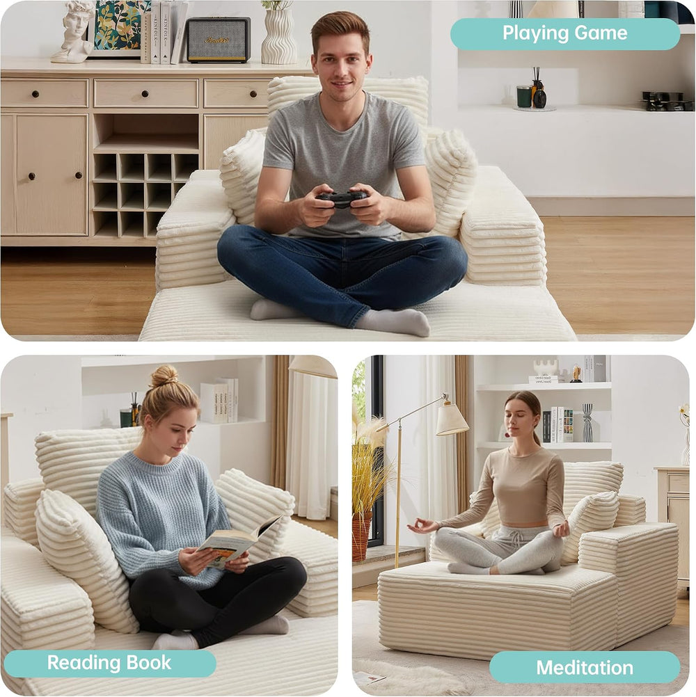 Chaise Lounge Chair, 54" Oversized Cloud Couch Sofa with Deep Seat, Plus...