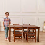 ECR4Kids 30in x 48in Rectangular Hardwood Table with 22in Legs, Kids Furniture, Dark Walnut