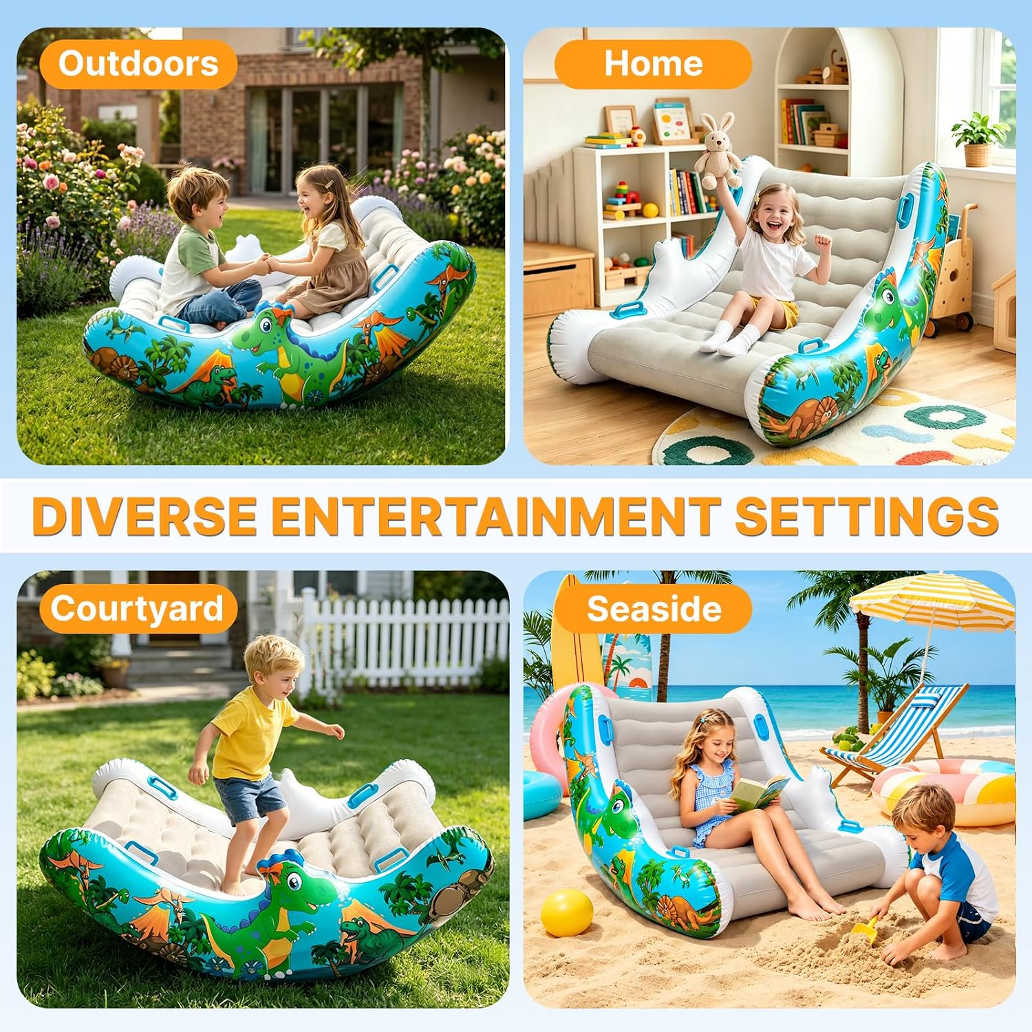 Sensory Inflatable Rocking Chair-Toddler Inflatable Rocking Chair for Sensory Needs, ADHD & Calming, Built in dual function air pump, Autism Sensory Products for Sensory Room, Ideal Gift for BoysGirls