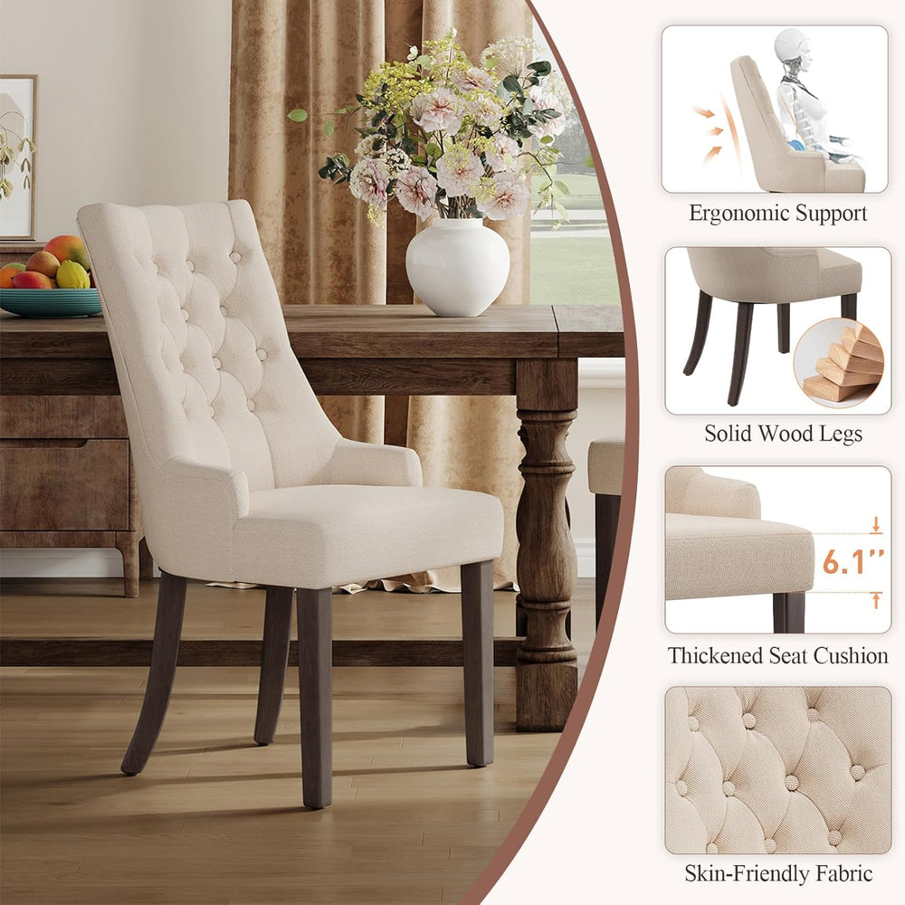 COLAMY Wingback Upholstered Dining Chairs Set of 6, Fabric Side Dining Room C...
