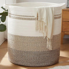 OIAHOMY 115L Laundry Baskets Hamper with Handles, Decorative Basket for Living room, Woven Storage Basket for Toys Bin,Pillows, Blankets, Clothes-20x22.5in-Gradient Yellow