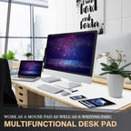 K KNODEL Large Office Leather Desk Mat, Mouse and Keyboard Pad, Computer and Laptop Mat, Desktop Protector and Cover, Writing Pad and Blotter (47.2"x17", White)