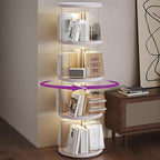 4 Tier Rotating Bookshelf Spinning Bookshelf Tower Swivel Bookcase Round Book Shelf for Small Space Revolving Bookcase for Playroom Bedroom Living Room