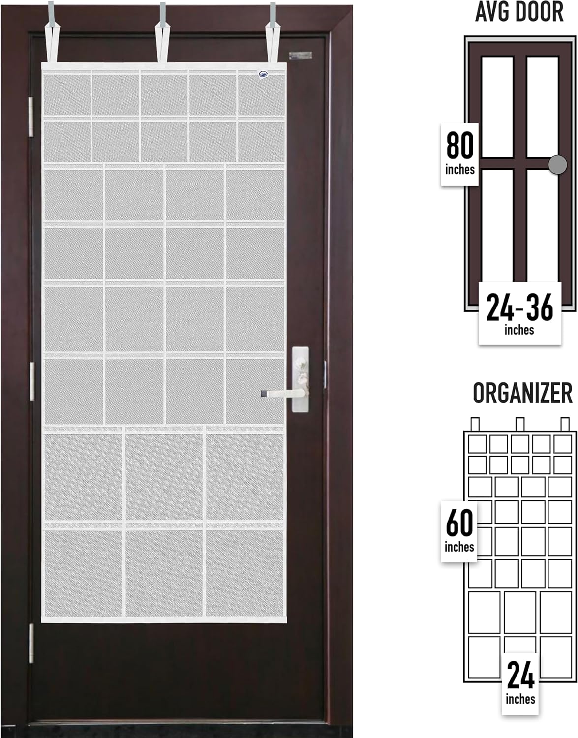Large Mesh Over-the-Door Organizer, 34-Pocket Hanging Storage for Cruise & Home (24"x60"),Travel Essential for 2026-2027, Shoe & Bathroom Organizer for Closet, Cabin, or Behind-Door Storage