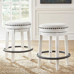 Signature Design by Ashley Valebeck 24" Counter Height Upholstered Swivel Stool, White & Black
