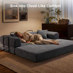 79" Convertible Sofa Bed, Boneless Sleeper Futon Couch for Living Room | 5-in-1 Sleeper Sofa, Boneless Pull Out Couches with Soft Corduroy, No Assembly Required, Apartment Friendly, Dark Grey