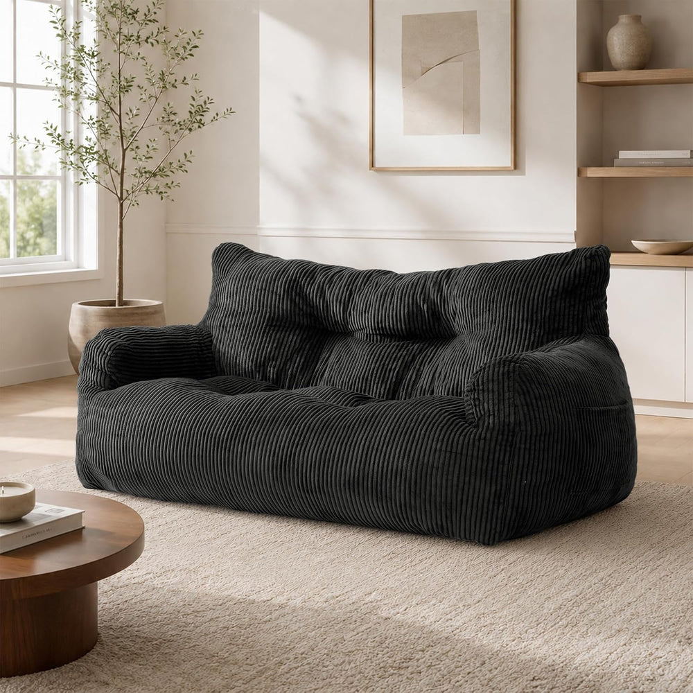 59" Corduroy Bean Bag Chair,2 Seat Loveseat Sofa,Corduroy Lazy Sofa Bed ...