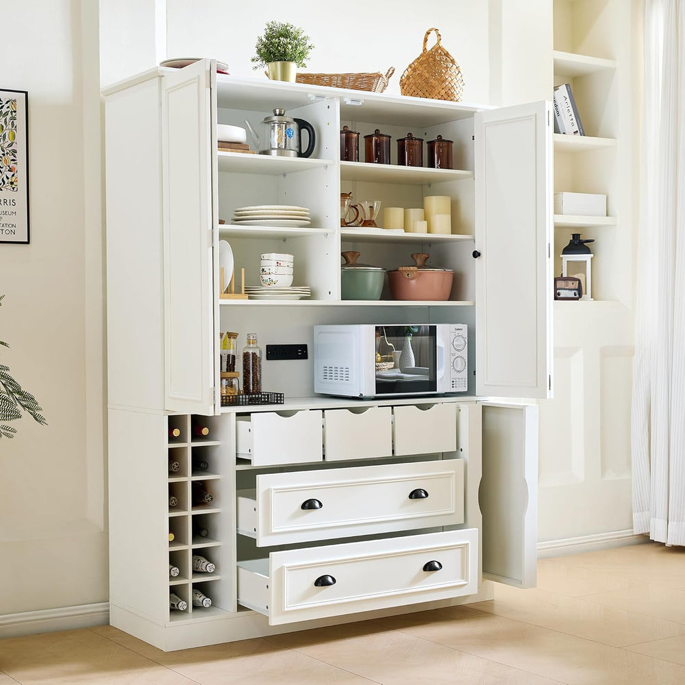 Merax Farmhouse 71" Large Kitchen Pantry Cabinet with Power Outlet, 53.2...